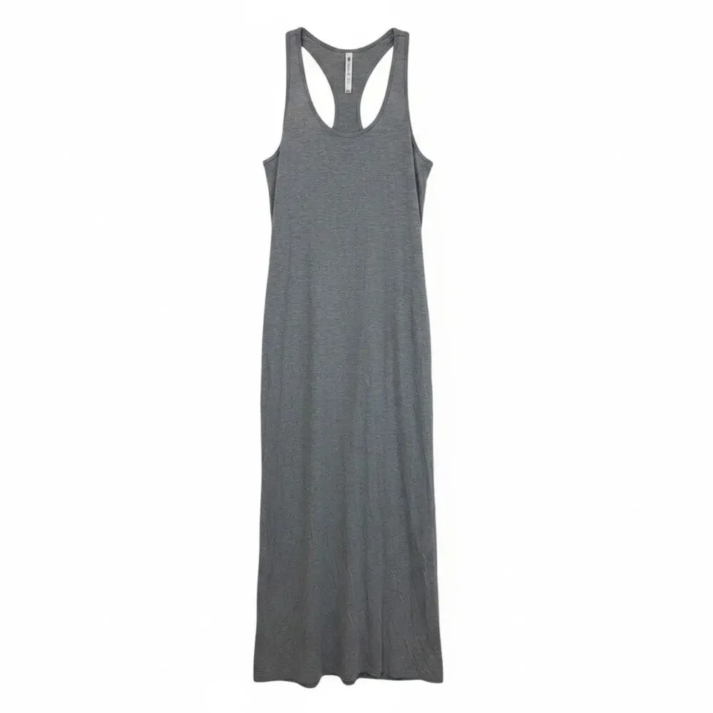 Fabletics Gray Heathered Tank Maxi Dress XS Racerback Casual Long - Picture 2 of 8